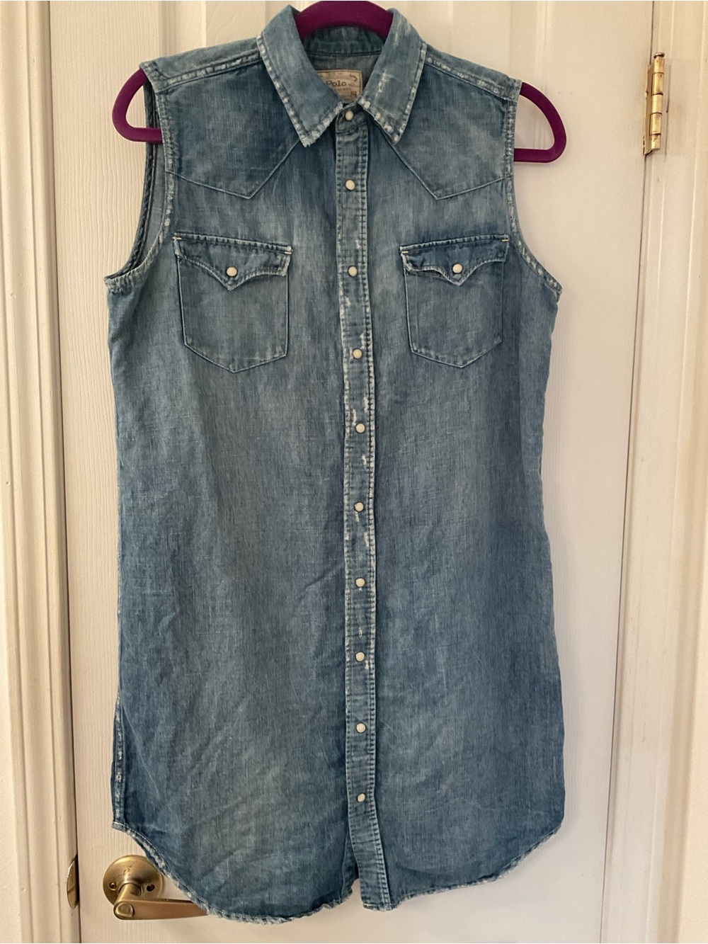 Ralph Lauren Polo Denim Blue Dungaree Shirt 18.5” by 34.5” cotton linen